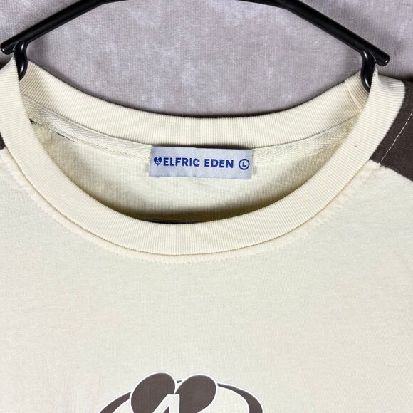 Aelfric Eden Graphic T-Shirt Men's Large Cream Brown 100% Cotton Streetwear Tee - Picture 2 of 9
